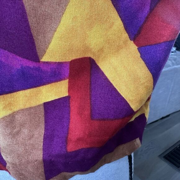 Vintage Susan Graver Abstract Rayon Blouse Geometric Print USA Made P-M - Picture 8 of 14